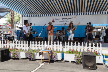 Eğlence Jimmy 's Stone Cold ritm ve blues grubu Sa Jose, CA' da bit pazarında