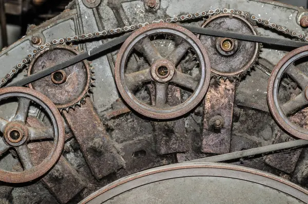 Factory engine and wheels — Stock Photo, Image