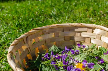 bahar çiçekleri sepeti ayrıntılı