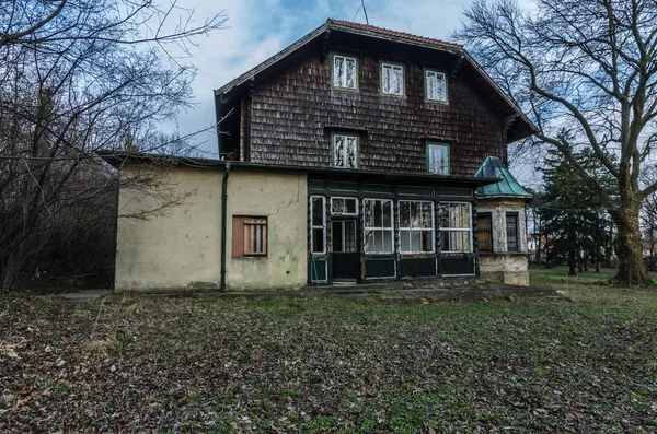 old hunting lodge in the forest