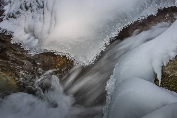 Быстро текущая вода и лед — стоковое фото