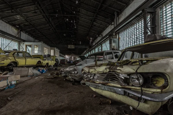 Many Demolished Abandoned Cars Hall Royalty Free Stock Images