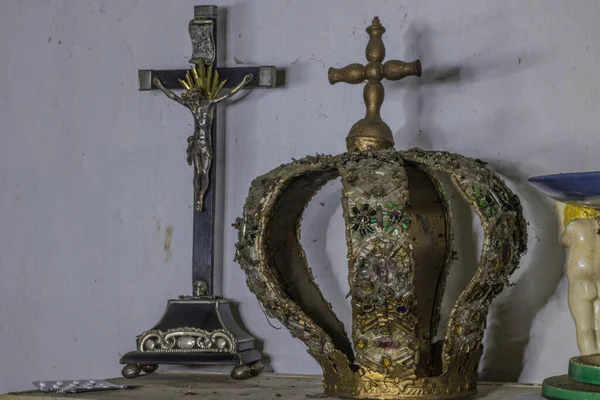 Vista Detalle Objetos Antiguos Antiguos Una Casa Abandonada —  Fotos de Stock