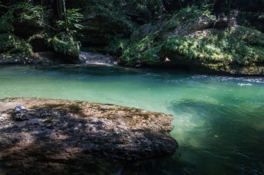 Kristal berraklığında akan dere yaz aylarında yürüyüş yaparken