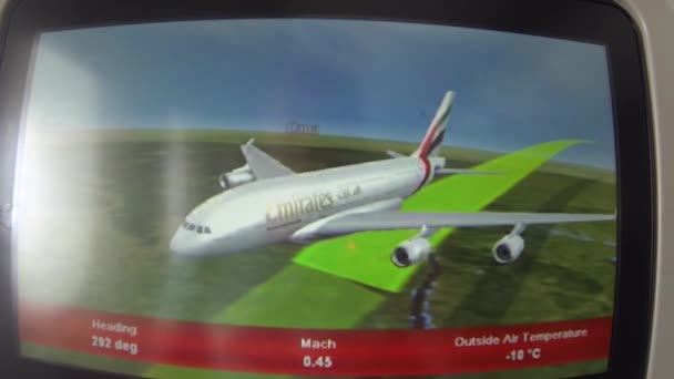 A380 Emiratos Vista Del Monitor — Vídeos de Stock