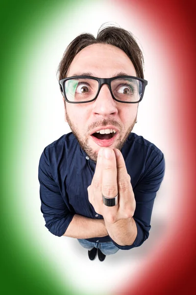 Grappige mens doen typisch Italiaanse handgebaar — Stockfoto