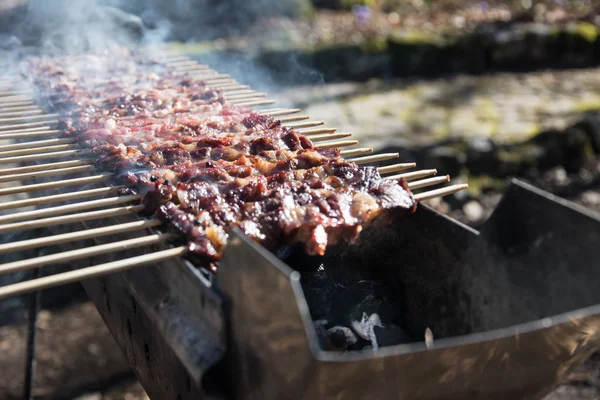 Arrosticini on the grill — Stock Photo, Image