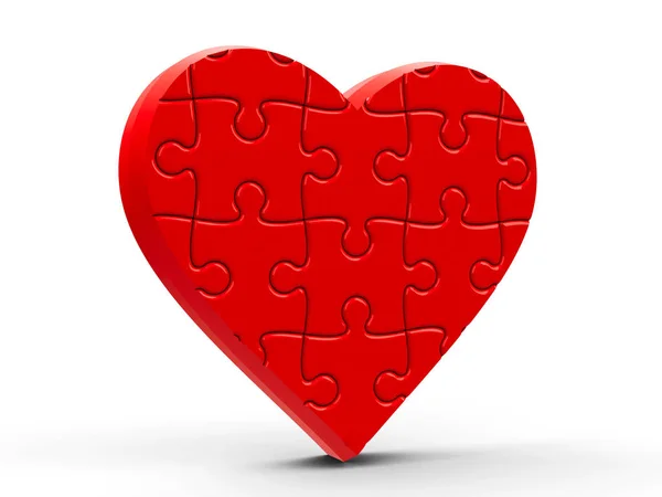 Röd pussel hjärta — Stockfoto