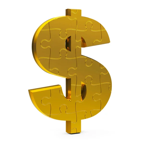 Ouro puzzle dólar sinal — Fotografia de Stock