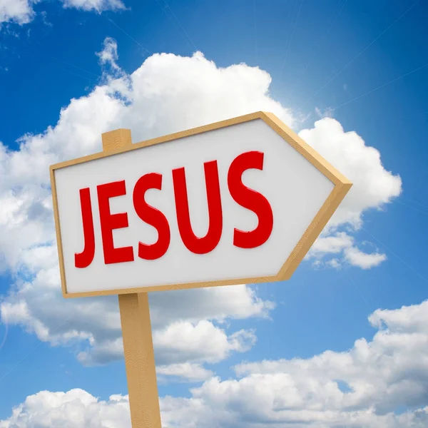 Jesus banner on sky — Stock Photo, Image