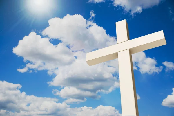 Cross on sky with clouds — Stock Photo, Image