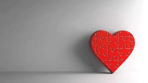 Red Puzzle Heart sign — Stock Photo, Image