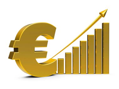 Euro simgesini içeren iş grafiği yukarı