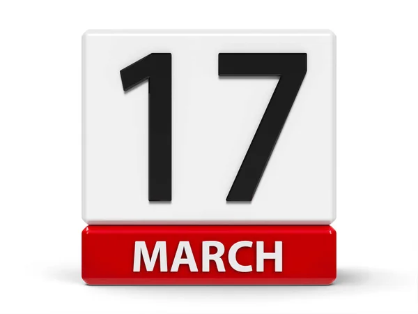 Кубический календарь 17 марта — стоковое фото