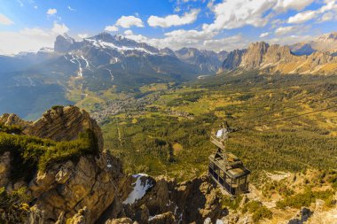 Aerial spring view from Faloria on Cortina Valley and cable car  clipart