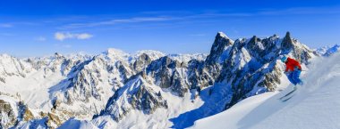 Skiing Vallee Blanche Chamonix with amazing panorama of Grandes  clipart