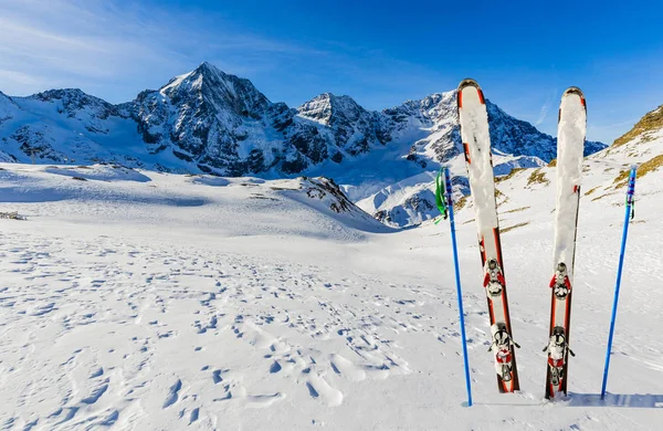 Åka skid i vintersäsongen, bergen och turåkning backcountry equi — Stockfoto