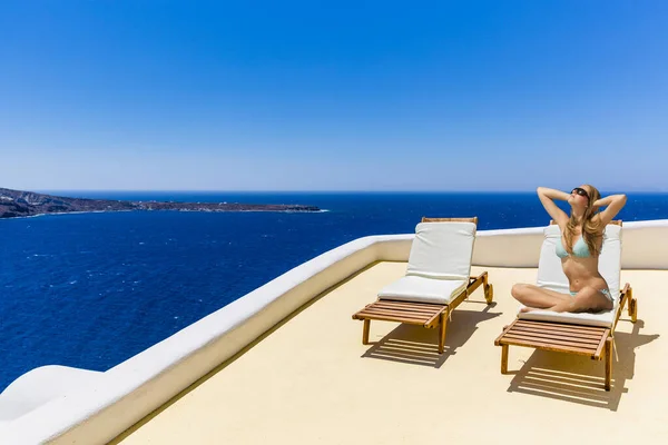Prachtig Uitzicht Met Witte Huizen Oia Dorp Het Eiland Santorini — Stockfoto