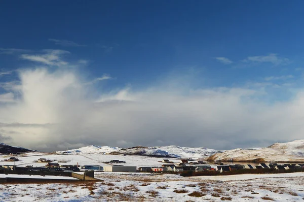 Kış manzarası Shetland Adaları, Kuzey anakara Köyü