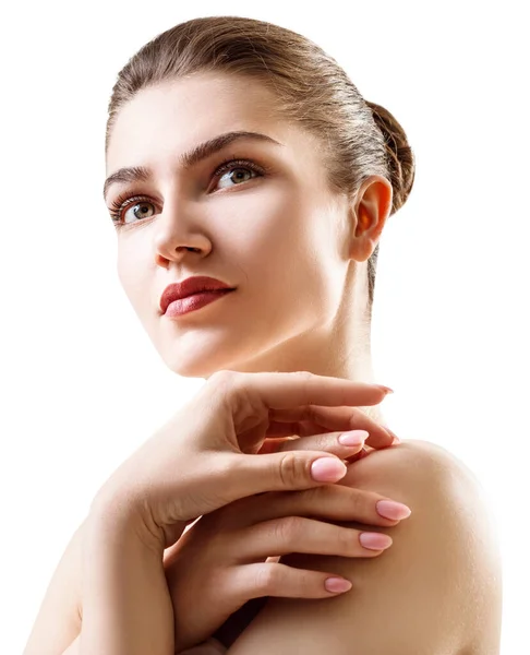 Beautiful young woman with clean healthy skin. — Stock Photo, Image