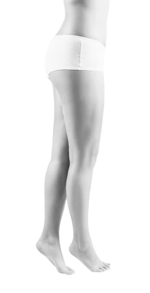 Ženské nohy v bílých kalhotkách s trochu nadváhou. — Stock fotografie
