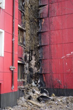 Part of the building damaged by fire. clipart