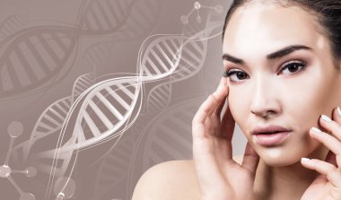 DNA zincirlerinde vitiligo hastalığı olan genç, şehvetli bir kadın.