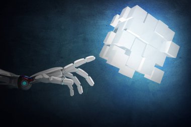 Robotlar, küplerden yapılan inşaata el atarlar. 3d oluşturma