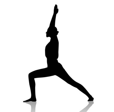 Esnek kadının siyah silueti yoga yapıyor..