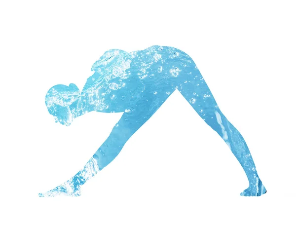 Wassersilhouette einer Frau in Yogaposition. — Stockfoto