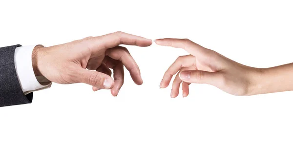 Duas mãos tocando uma na outra . — Fotografia de Stock