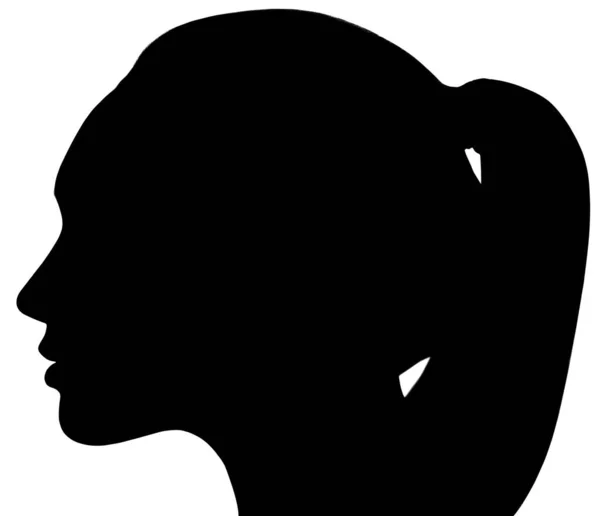 Profil černé siluety mladé ženy. — Stock fotografie