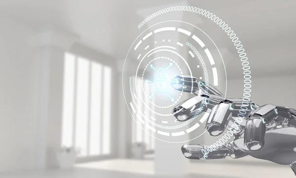 Robot kéz működik ikon virtuális valóság. 3D-s renderelés — Stock Fotó