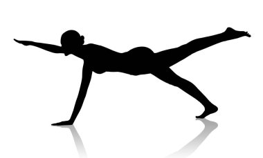 Esnek kadının siyah silueti yoga yapıyor..