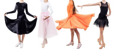 Güzel balo elbisesi içindeki küçük dansçı kız..