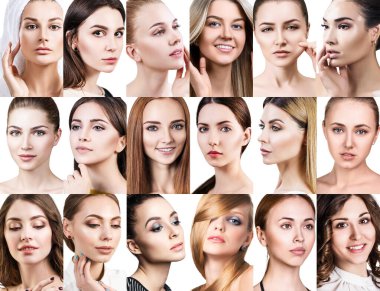 Farklı güzel kadınların büyük kolajı..