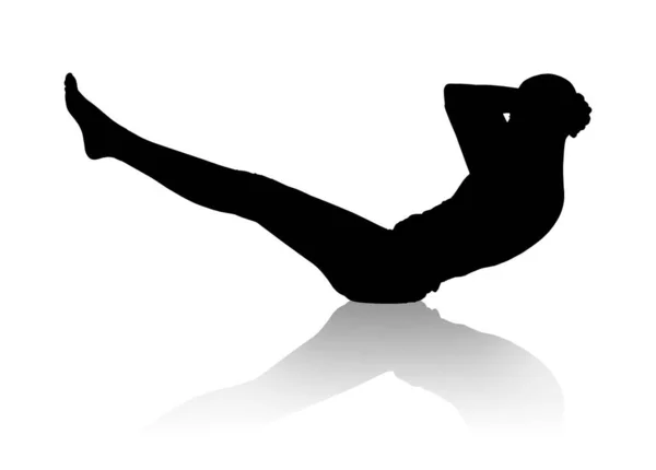 Silhouette nera di donna flessibile che fa yoga . — Foto Stock