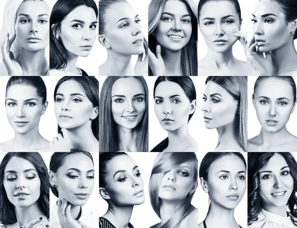 Big collage of different beautiful women. — Stock Photo, Image