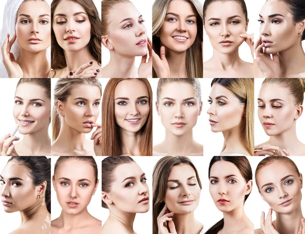 Große Collage verschiedener schöner Frauen. — Stockfoto