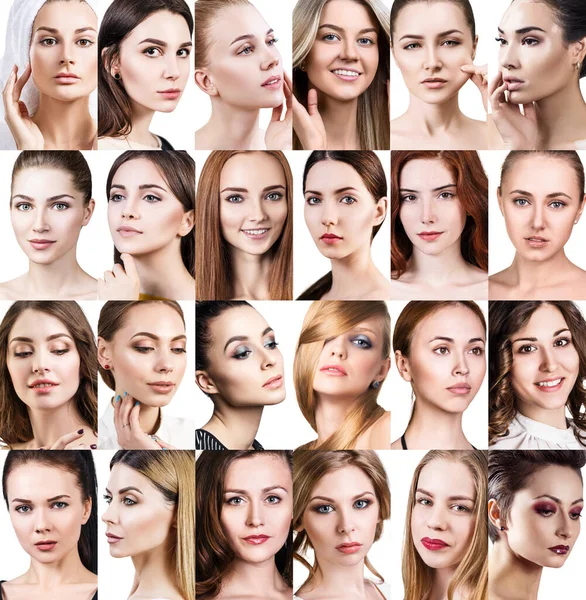 Gran collage de diferentes mujeres hermosas . — Foto de Stock