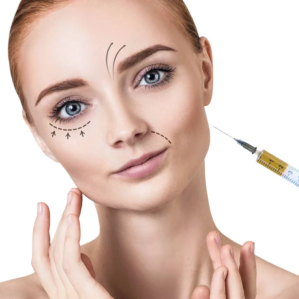 Beautiful woman gets beauty facial injections. — Stock Photo, Image