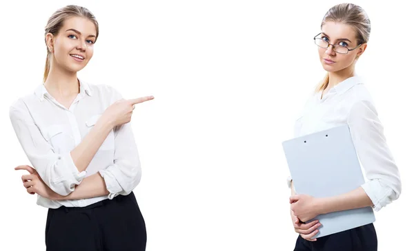 Collage de joven mujer de negocios con cabello rubio . — Foto de Stock