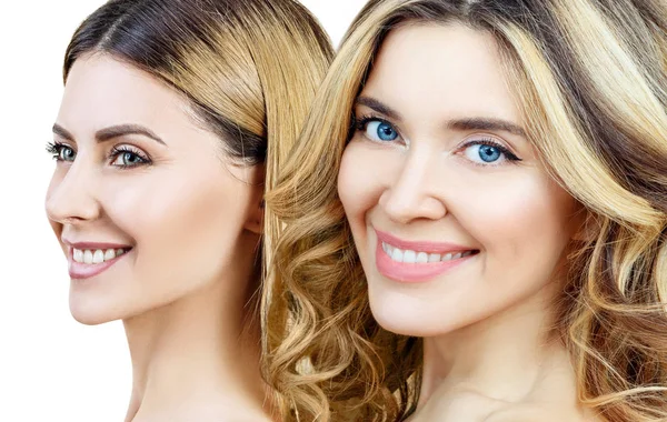 Collage van mooie vrouwen met een gezonde huid en frisse make-up. — Stockfoto