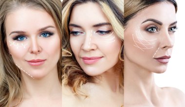 Okları kaldıran farklı kadın yüzleri.