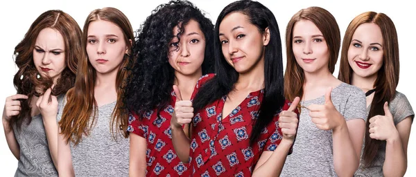 Collage of different women before and after hair treatment. — Stock Photo, Image