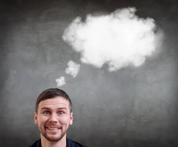 Businessman feels triumph with white cloud for minds. — Stock Photo, Image
