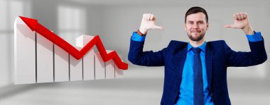 İşadamı kendini kırmızı okla ikona yakın gösteriyor..