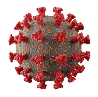 Covid-19 'un Coronavirus hücresi. 3d oluşturma.