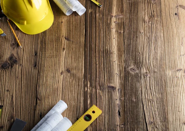 Lugar de trabajo del arquitecto, planos — Foto de Stock