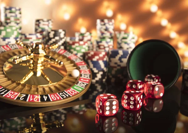 Casino theme - chips and other objects — Stock Photo, Image